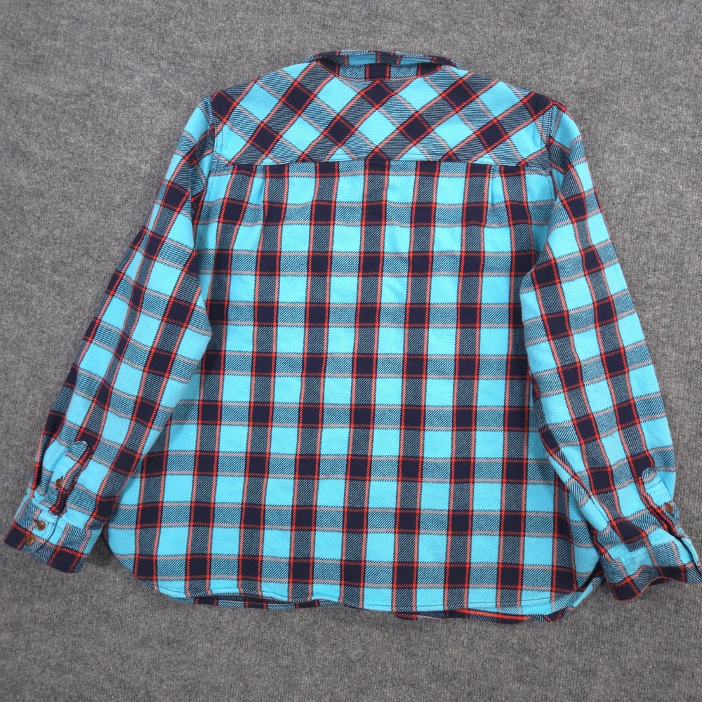 J Crew Flannel Shirt Jacket Womens 3X Blue Red Stanton Plaid Heavyweight Shacket - Picture 4 of 10